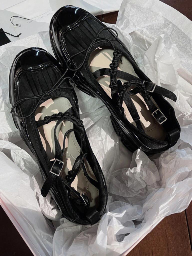 Sheepskin version retro leather platform ballet shoes women loafers bow muffin Mary Jane single shoes small leather shoes