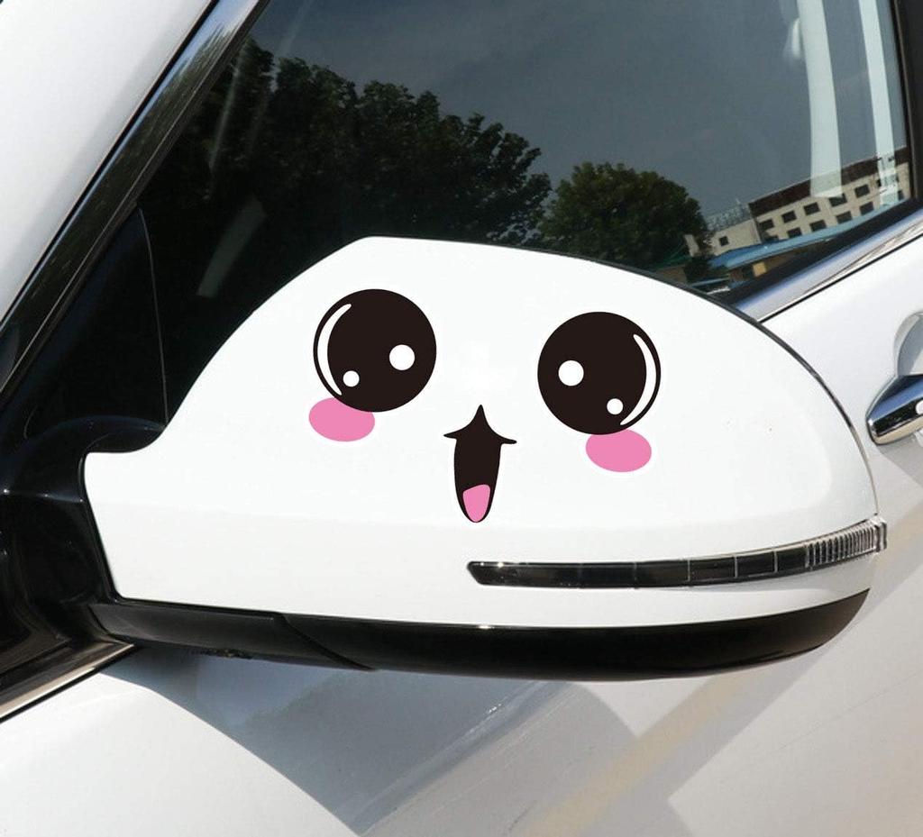 Fun Smiley Face Decal Sticker for Car Truck, Motorcycle, Side L+R Rearview Mirror