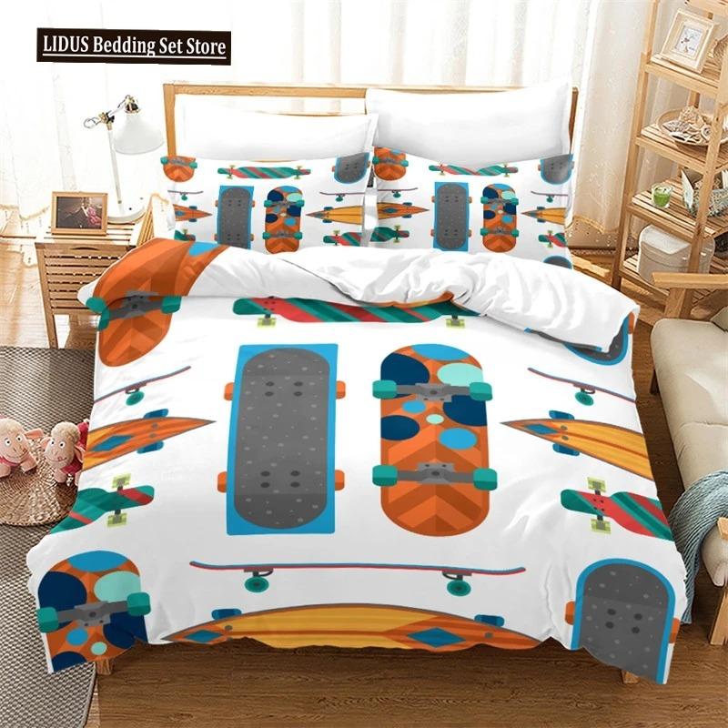Skateboard Duvet Cover Microfiber Extreme Sports Game Bedding Set Astronaut Spaceman Skateboard Quilt Cover For Boys Teen Boys