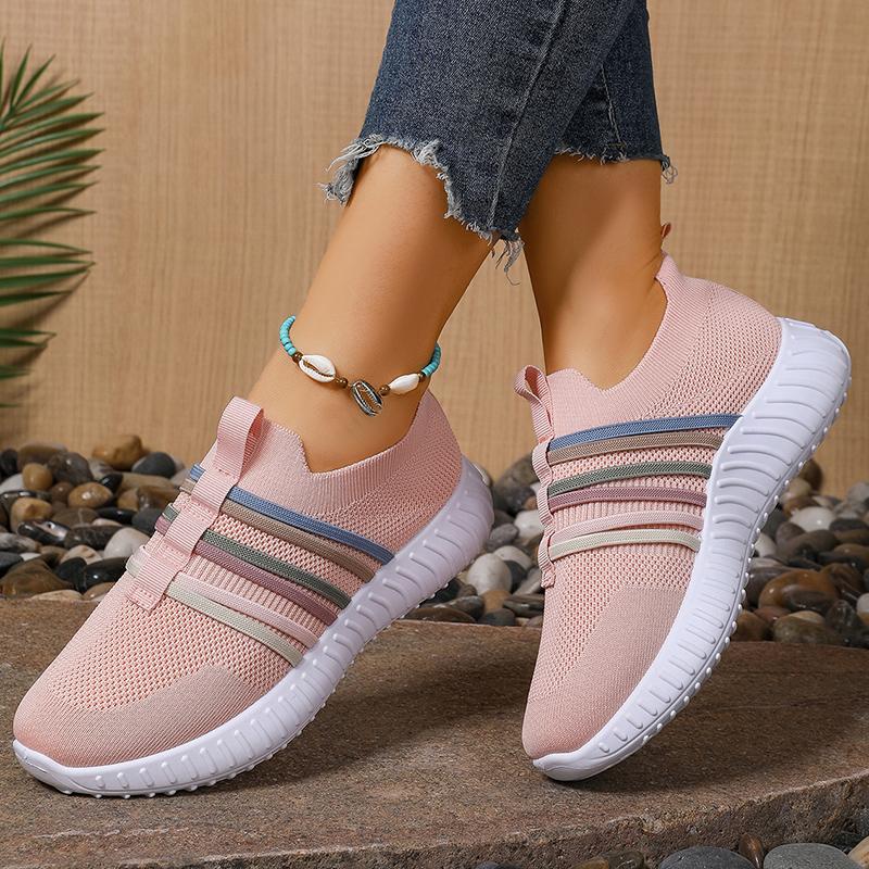 Fashion Breathable Knitted Casual Sneakers for Women 2025 Comfort Slip On Soft Sole Flat Shoes Woman Plus Size Non Slip Walking Shoes