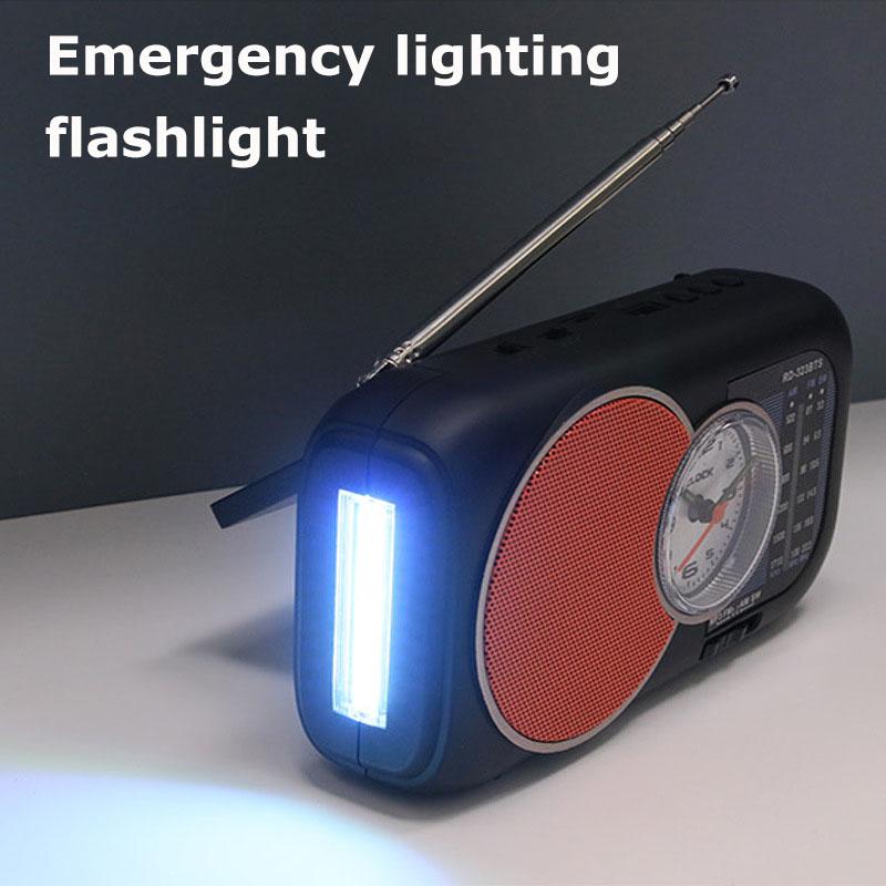 Mini Portable FM AM SW Radio Solar Charging Emergency Radios Receiver Wilress Bluetooth Speaker with Clock Support U Disk TF Car