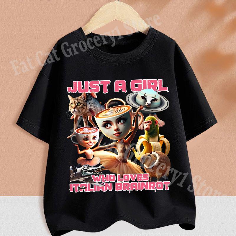 Kids T-shirt Summer Short Sleeve Tungtung Sahur Brainrot Cartoon Children Tees Tops Boys Girls Clothes