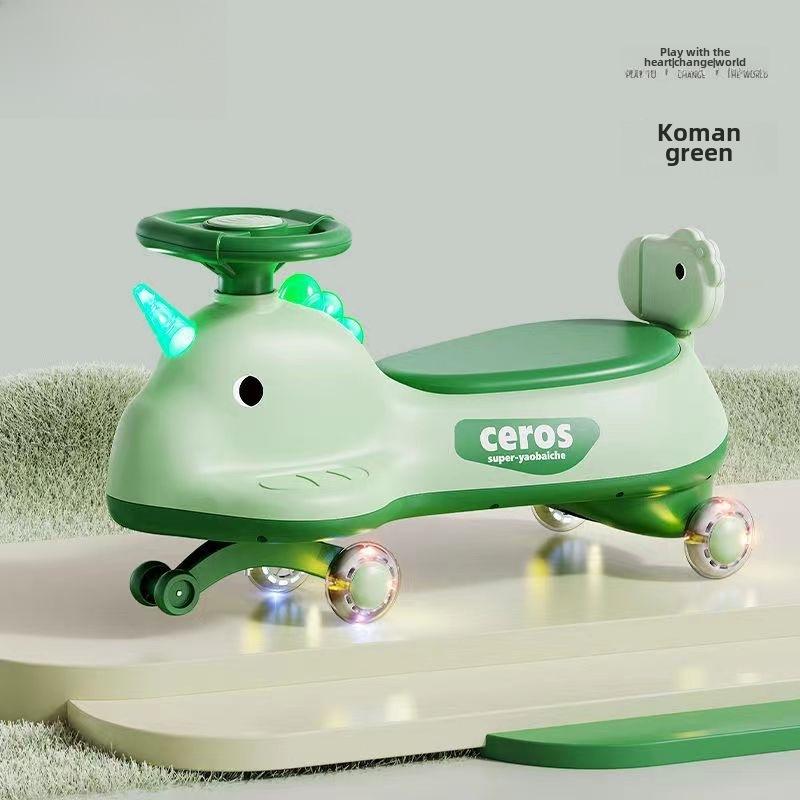 Children's Anti-Rollover Twist Car with Silent Flashing Wheels for Kids and Adults