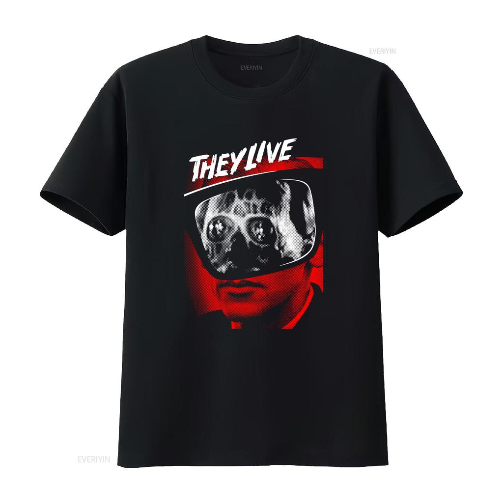 Vintage S They Live Sci Fi Horror Alien Print Casual Streetwear T Shirt Vintage Washed Designer Clothes Homme Breathable