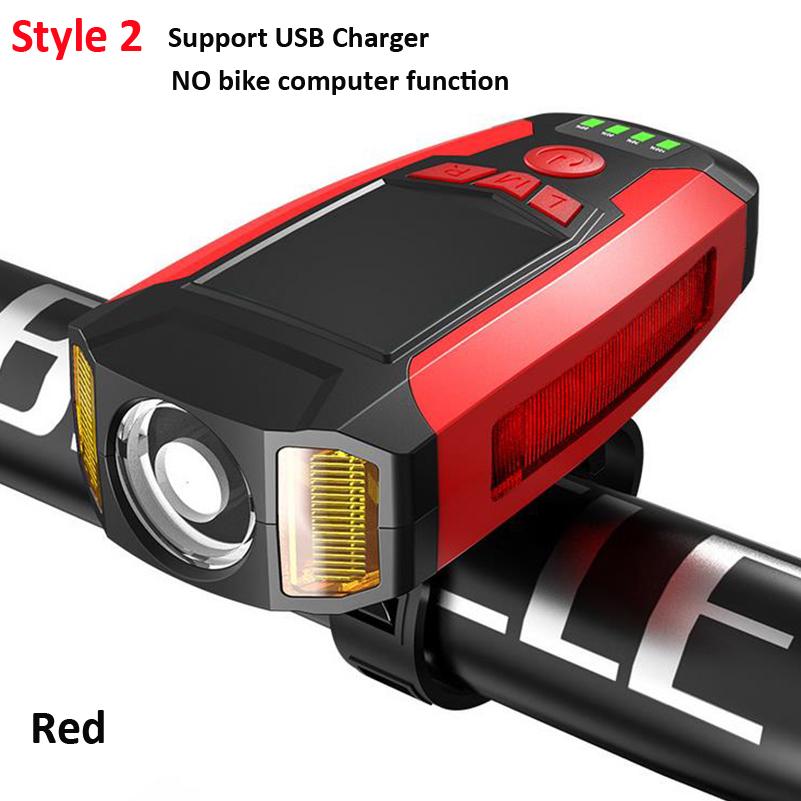 

Многофункциональный велосипедный передний фонарь, светодиодная лампа MTB, компьютерный спидометр, 5 режимов, звуковой сигнал, велосипедная фара, велосипедный фонарик No Speedometer красный