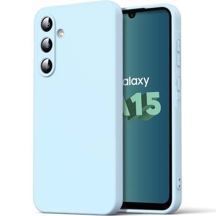 Coque de protection - BOOLING - pour Samsung Galaxy A15 - Silicone Liquide - Ultra Slim - Antichoc Bleu Ciel