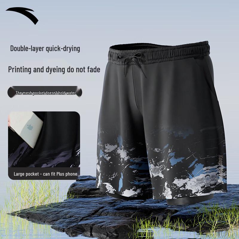 

Anta Men s 2025 Double-Layer Quick-Dry Swim Trunks