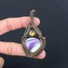 Natural Sage Amethyst, Labradorite Gemstone Copper Wire Wrap Pendant 3.15" K3O09
