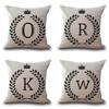 Stilvoller 26 Buchstaben Baumwollleinen Kissenbezug Kissenhülle Für Zuhause Sofa Deko 18 Zoll
