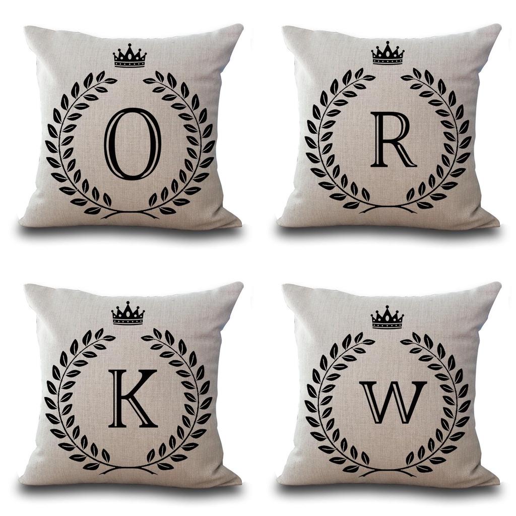 Stylish 26 Letter Cotton Linen Cushion Cover Pillow Case For Home Sofa Decor 18 Inch