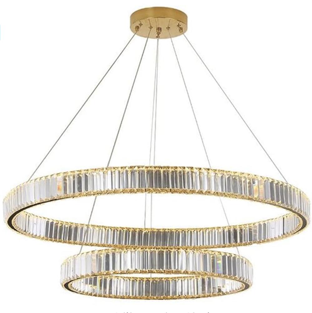 Bohemia 80 Double - double row crystal chandelier LED ring 80+40 gold