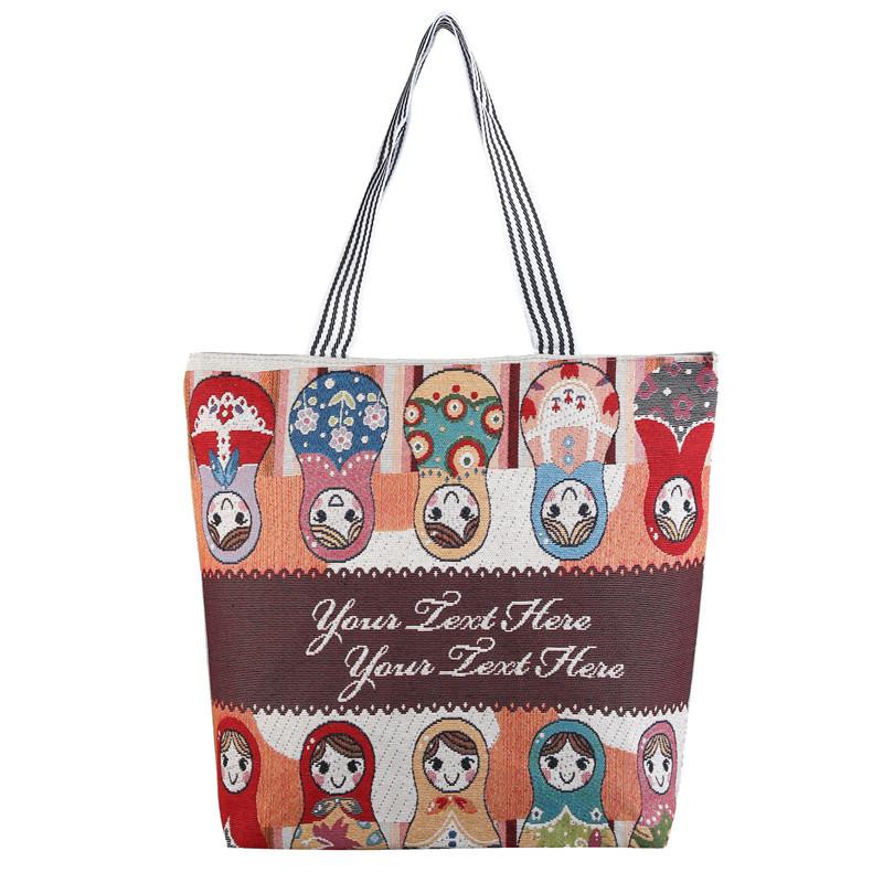 

Travel Women s Shoulder Bags Large Capacity Canvas Totes Casual Vintage Matryoshka Doll Handbags CLE
