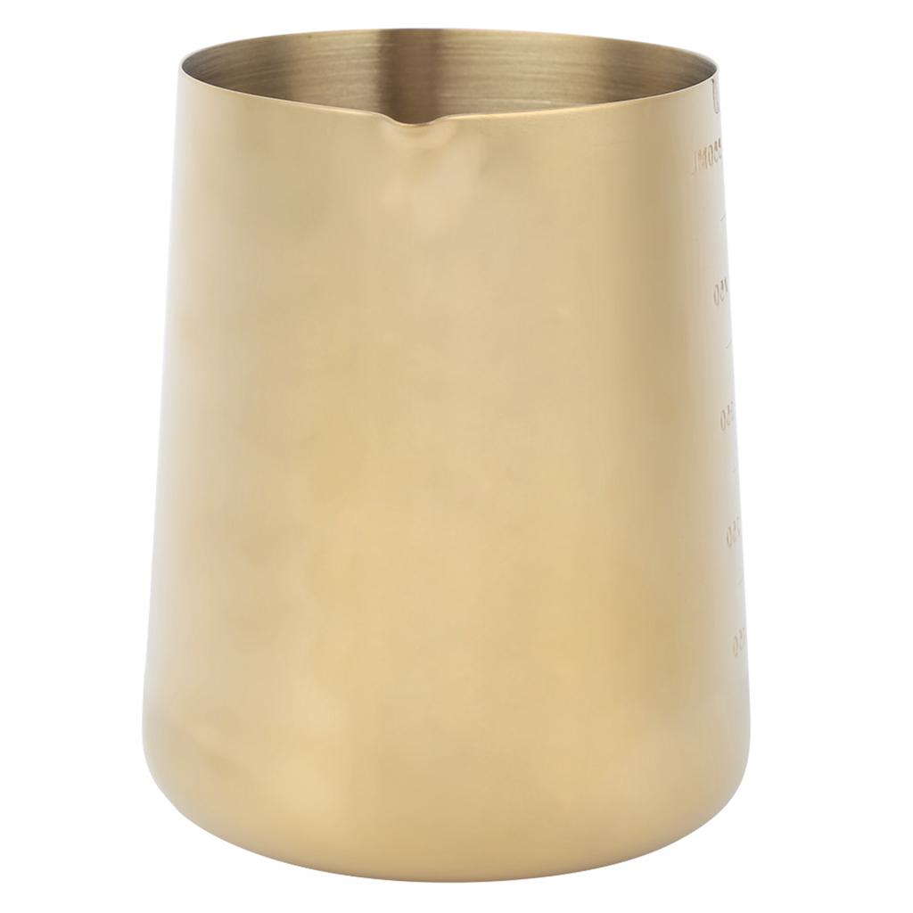 Kaffemelk-skummekopp i rustfritt stål, mugge med skala for hjemmekaffe latte art, gull 600 ml