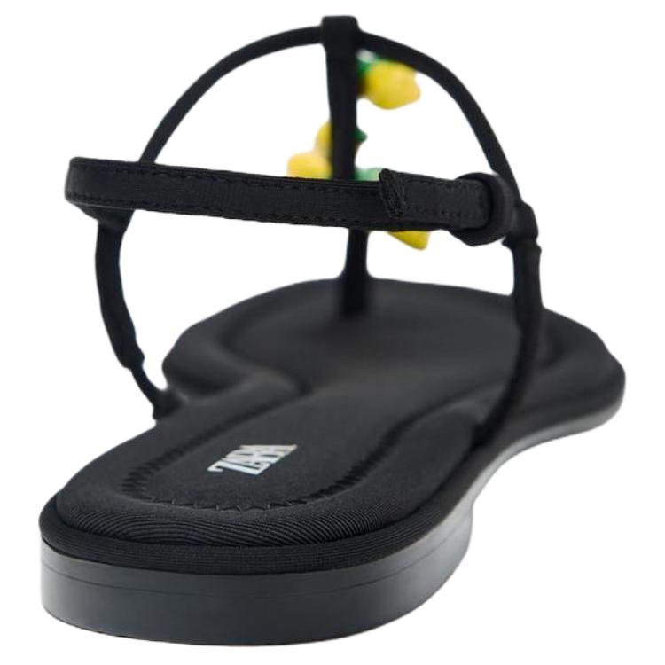 Zara Fashion Open-Toe One-Strap Sandals 1.5Cm Women Sandals Black 3602610800