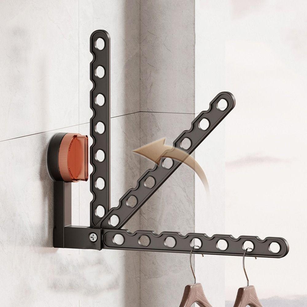 Wall Mounted Suction Cup Clothes Drying Rack Aluminum Laundry Hanger Clothes Rack  for Home