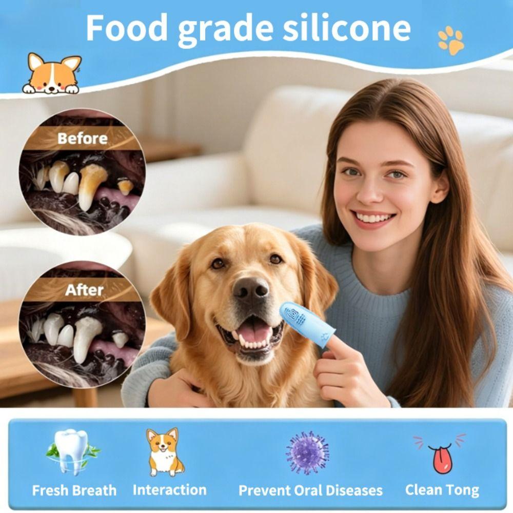Soft Silicone Cat Toothbrush Double-sided Pet Teeth Cleaning Tool Dog Finger Toothbrush  Puppies