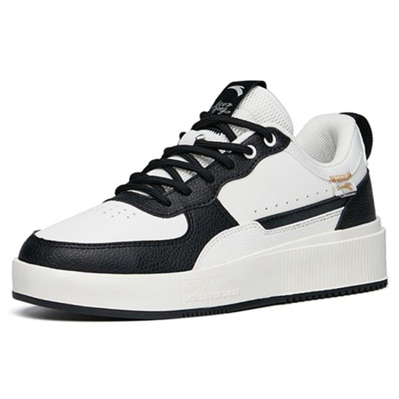 Anta Slip Resistant Shock Absorbers With Abrasion Resistant Properties Low Top Skateboard Shoes Women's White Black Sneakers 922228012-5