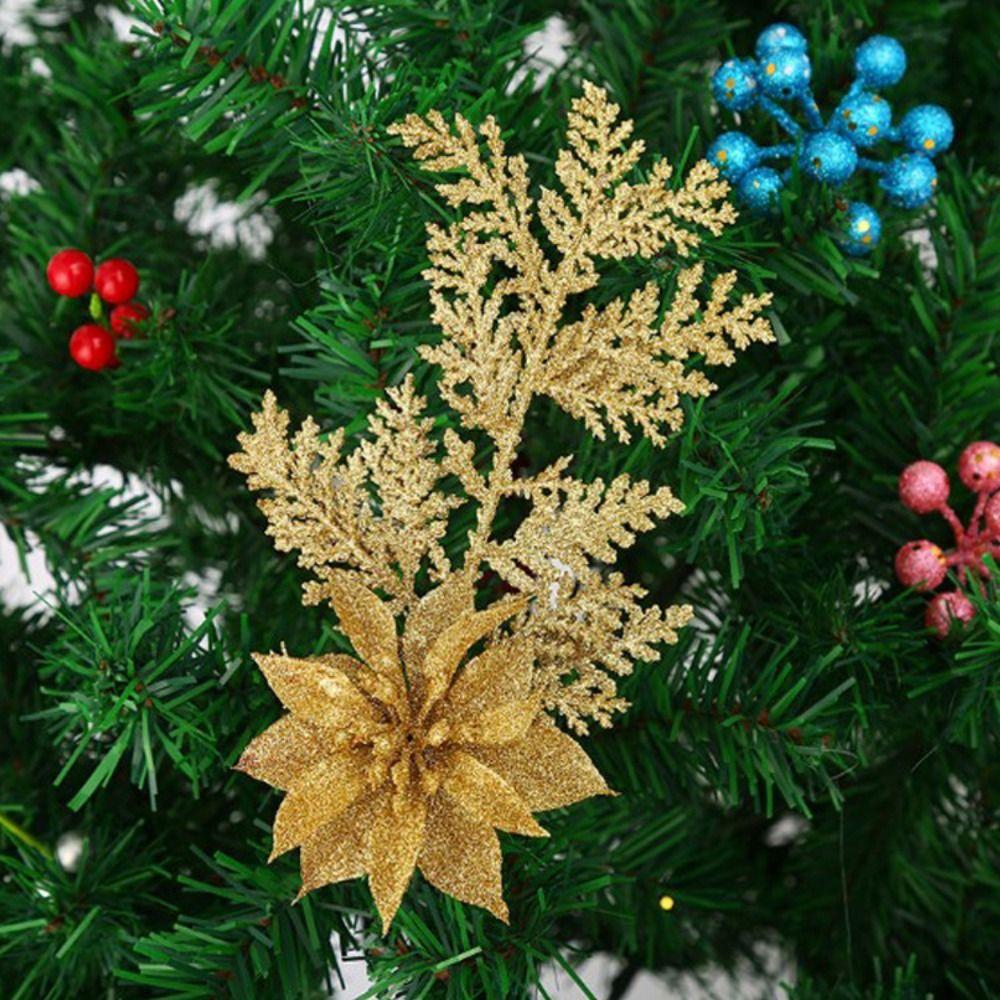 Handcraft Pine Leaves Christmas Flowers Hanging Xmas Decorative Flowers Party Supplies