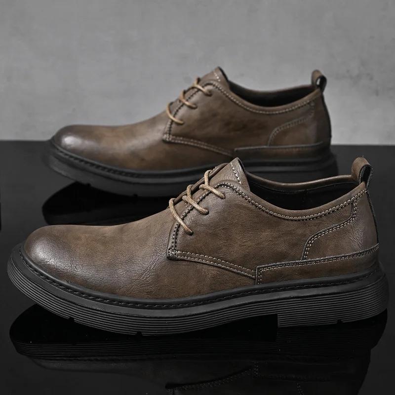 

2024 Новые мужские деловые туфли на плоской подошве из натуральной кожи, высококачественные повседневные модные мягкие повседневные удобные мужские туфли 46 коричневый