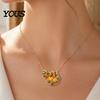 Dainty Pendant Necklace Birthstone Heart Necklace, Birth Stone And Flower Jan To Personalized Jewelry Dec Floral Birthday Gift for Mom Wife