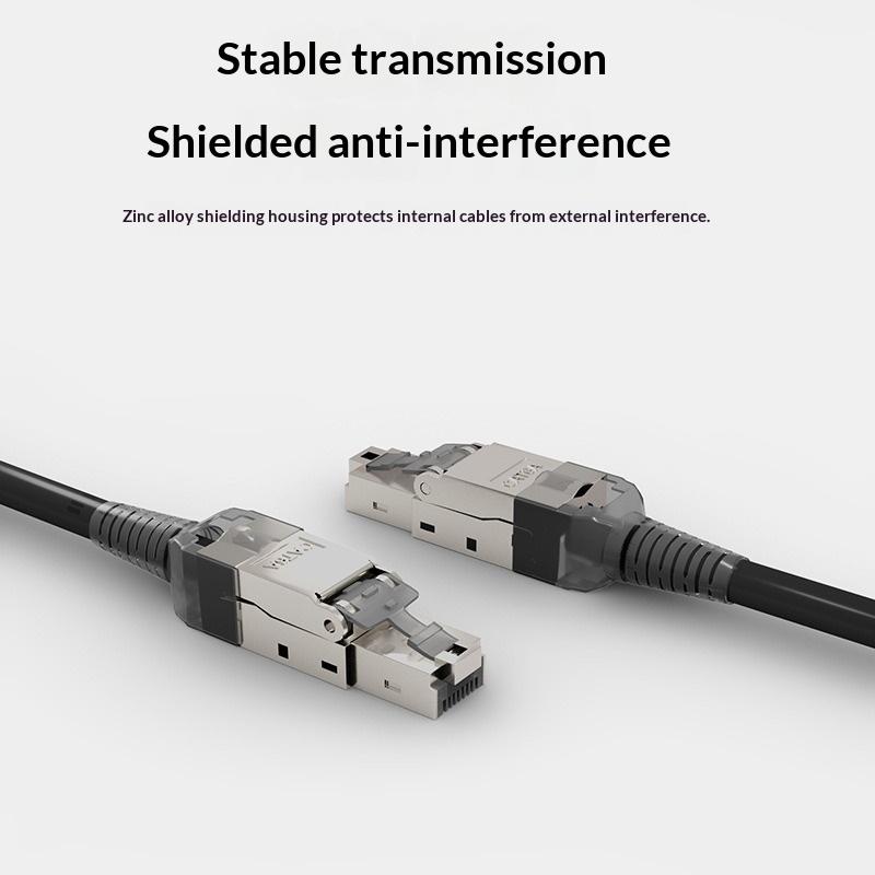 1Pc Rj45 Cat8 Cat7 Cat6A Connectors Tool-Free Zinc Alloy Shielded Ethernet Termination Plugs For 23Awg Sftp Cables