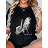 Oversized T-Shirt Black Hands With Rings And Long Nails Rock The World Print Casual Streetwear For Women