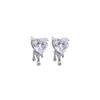 Yhpup Delicate Bling Cubic Zirconia Stainless Steel Heart Creative Stud Earrings Fashion Cast Jewelry for Women Basic Gift New