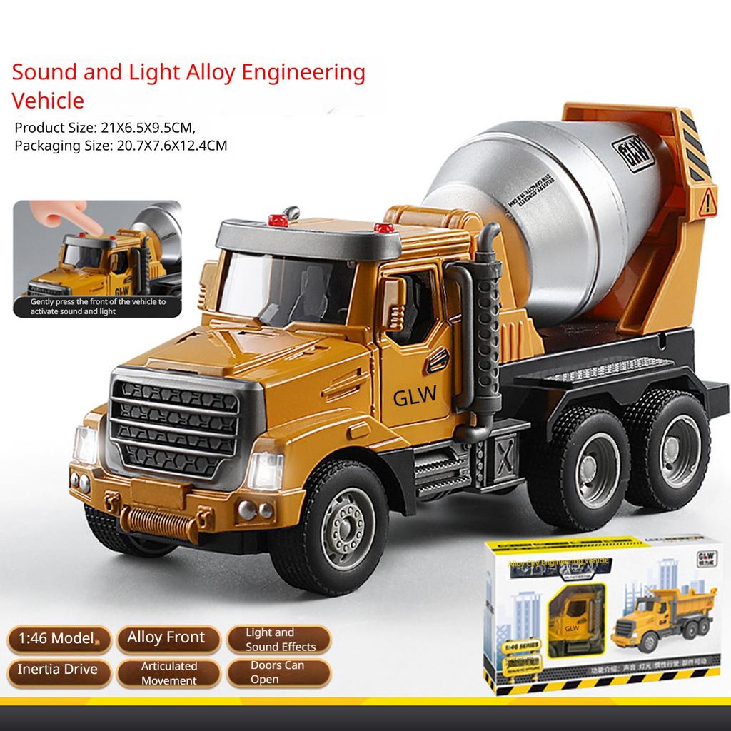 Boys Construction Dump Truck Toys, Alloy Realistic Excavator Pull Back Truck With Lights And Sounds