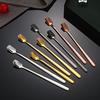 304 Stainless Steel Square Coffee Spoons Tea Milk Cocktail Stirring Spoon Long Handle Ice Cream Dessert Spoons Kitchen Barware