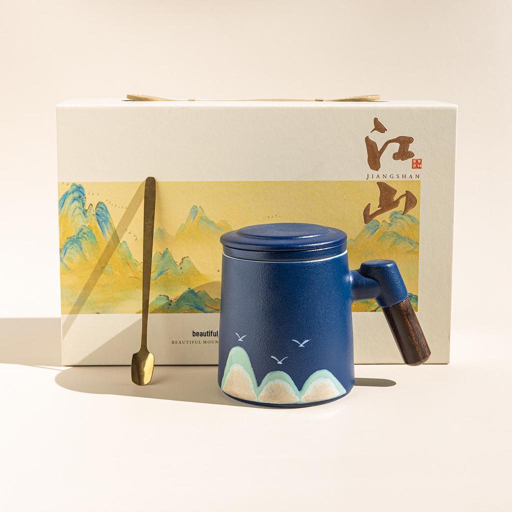 Ceramic Office Mug Set - Employee Souvenir with Logo for Annual Business Meetings and Corporate Gifts