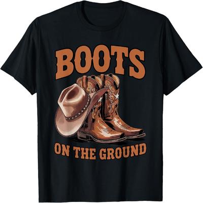 Boots On The Ground Western Cowgirl Rodeo Style T-Shirt