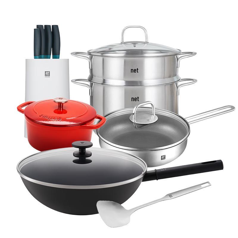 ZWILLING Silverlight Iron Wok, Kitchen Tools & Sterilizing Knife Set
