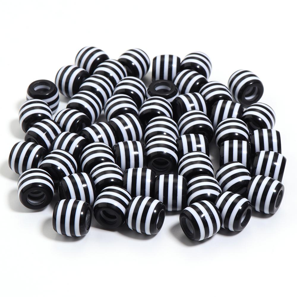 50pcs/Lot Rainbow Color Stripe Resin Beads Barrel Shape Loose Spacer Beads For Jewelry Making DIY Bracelet Necklace Accessories