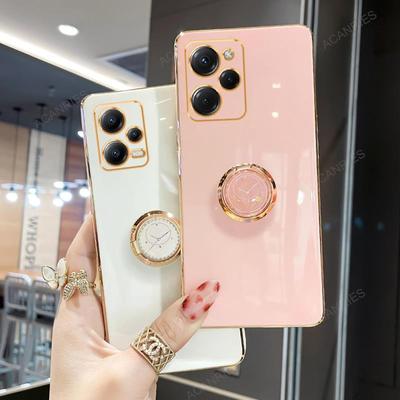 Pocof5 F4 X4 Gt Funda de Lujo con Soporte de Anillo Galvanizado para Xiaomi Mi Poco X5 Pro F5 F5pro 5g Cubierta Trasera de Silicona Poko F X 5 X5pro