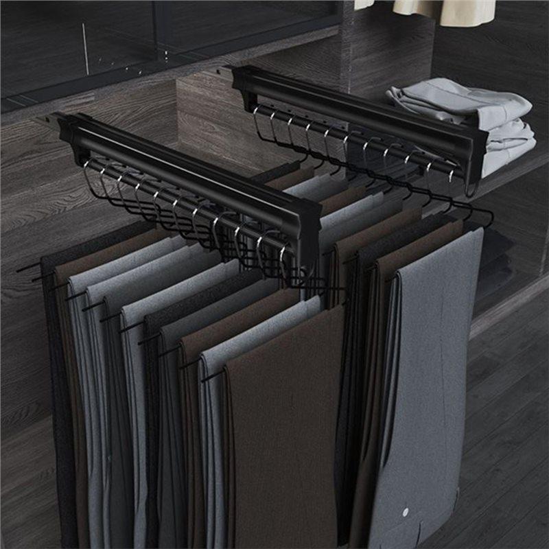 Top Mount Adjustable Wardrobe Clothing Rail Heavy Duty Pull-Out Closet Rod Wardrobe Hanger Rack Bar Ball Slide