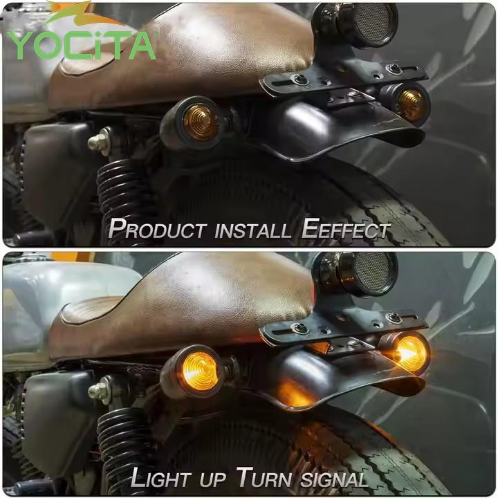 YOCITA Custom Retro Style LED Turn Signals for Harley Davidson & Cruiser Aluminum Directional Lights for Motorcycle Lighting