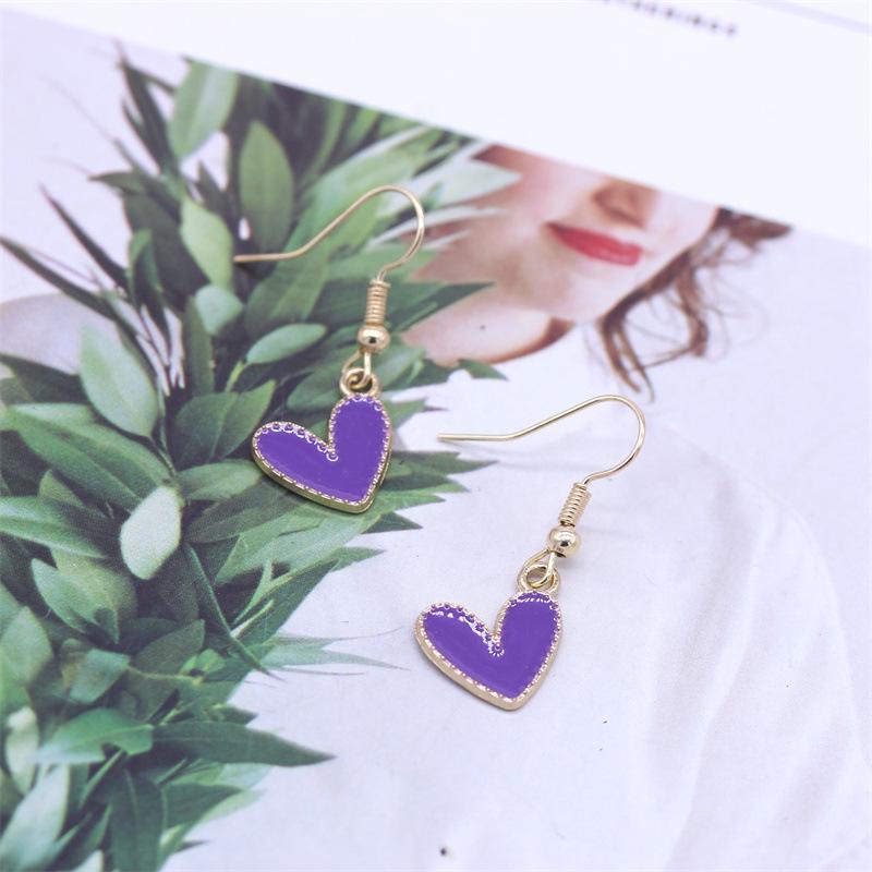 Chic Heart-Shaped Drip Oil Earrings - Versatile Alloy Personality Accessory