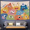 Cute Cartoon Little Monster Wall Tapestry Kids Room Decorative Background Cloth for Bedroom Headboard Hanging Art