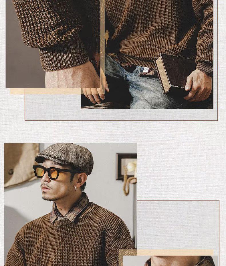 Men's Retro Heavy Washed Thick Sweater - Simple Winter Style