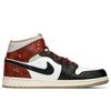 Jordan Air Jordan 1 Slip Resistant Abrasion Resistant Mid top Vintage Basketball Shoes Women's Black Red BQ6472-103(TeamA-S-BOX)