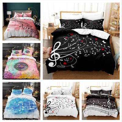Music Note Quilt Pillowcase 2 or 3 Pieces of Music Bedding Set Single Bed Double Bed Full Size Bedding Suitable for Girls, Boys and Musicians Room
