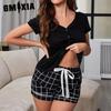 GMXIA Women's Pajamas Summer Fashion Casual Short-sleeved Shorts Homewear Set Outside The Wear