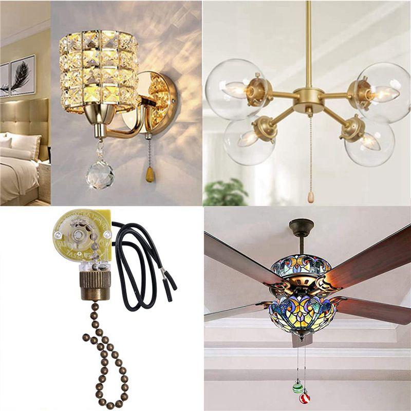 ABUL-Ceiling Fan Light Switch Zing Ear ZE-109 Two-Wire Light Switch With Pull Cords For Ceiling Light Fans Lamps 20Pcs Bronze слоновая кость