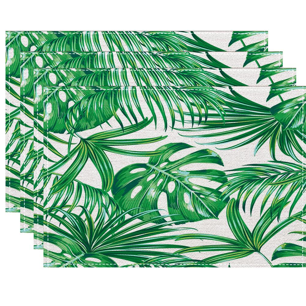 4/6/8pcs Tropical leaves Placemat Kitchen Dining Room Dining Table Anti-scalding Heat Insulation Mat