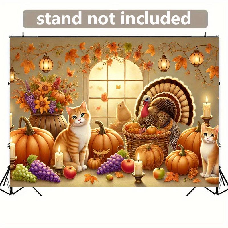 2D theme Thanksgiving harvest background wallpaper - polyester material wall decoration
