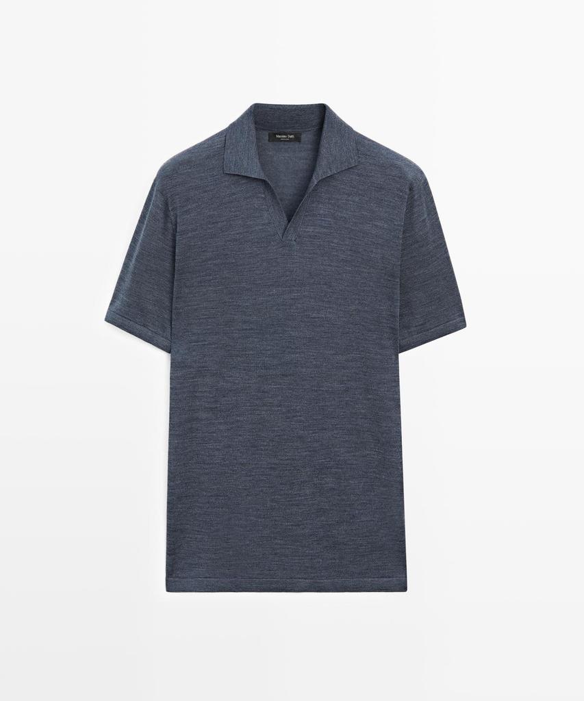 Masimodutti Knit V-Neck Polo Shirt