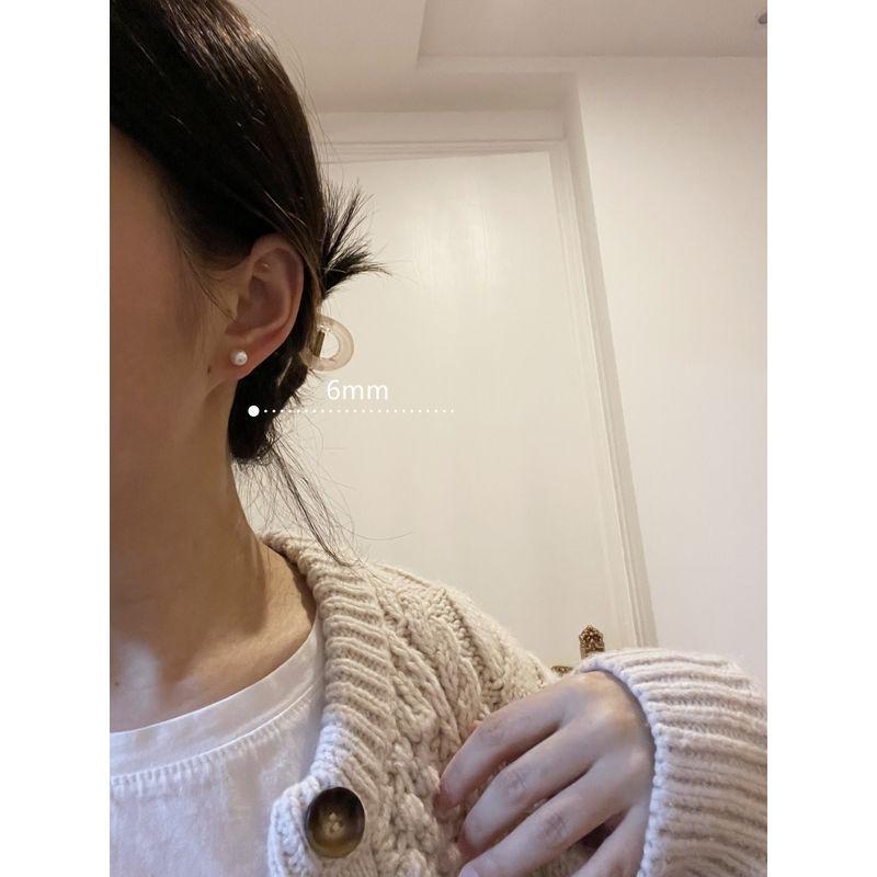 

Good Gloss ~ Great Texture! S925 Sterling Silver Gentle Shijia ~ Shell Pearl and Pearl GenOptics Aura Essence Stud Earrings Female Anti-Allergy