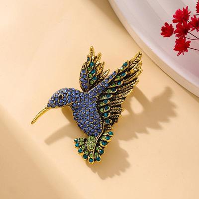 Stilvolle Blaue Diamant Elster Damen Brosche