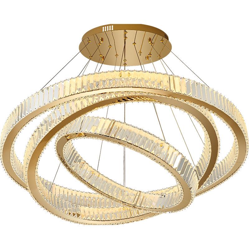 Modern Minimalist Crystal Chandelier for Double-Height Spaces