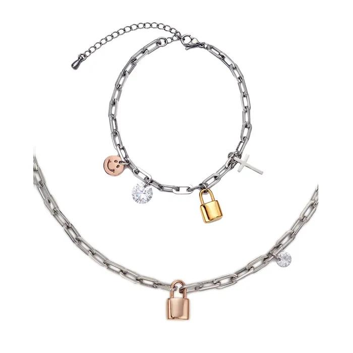 Happiness Clip Chain Necklace and Bracelet Set